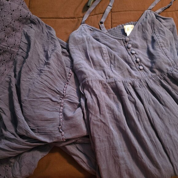 Motherhood Maternity Blue Sleeveless Tank Maxi Dress Small Flowy Button Gauze S - Picture 1 of 16